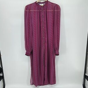 Maeve Red Long Sleeve Imogen Sheer Tunic W/Mandarin Collar Size 0